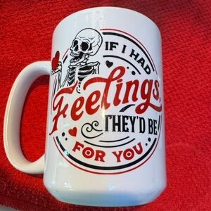 Skeleton Design White and Red Mug if I had feelings they’d be for you